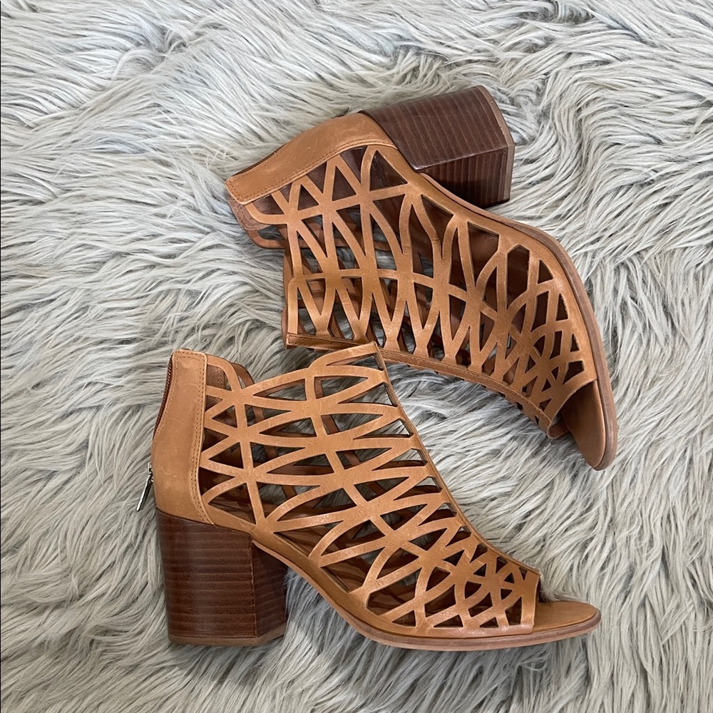 Vince Camuto Tan Cutout Heeled Boots